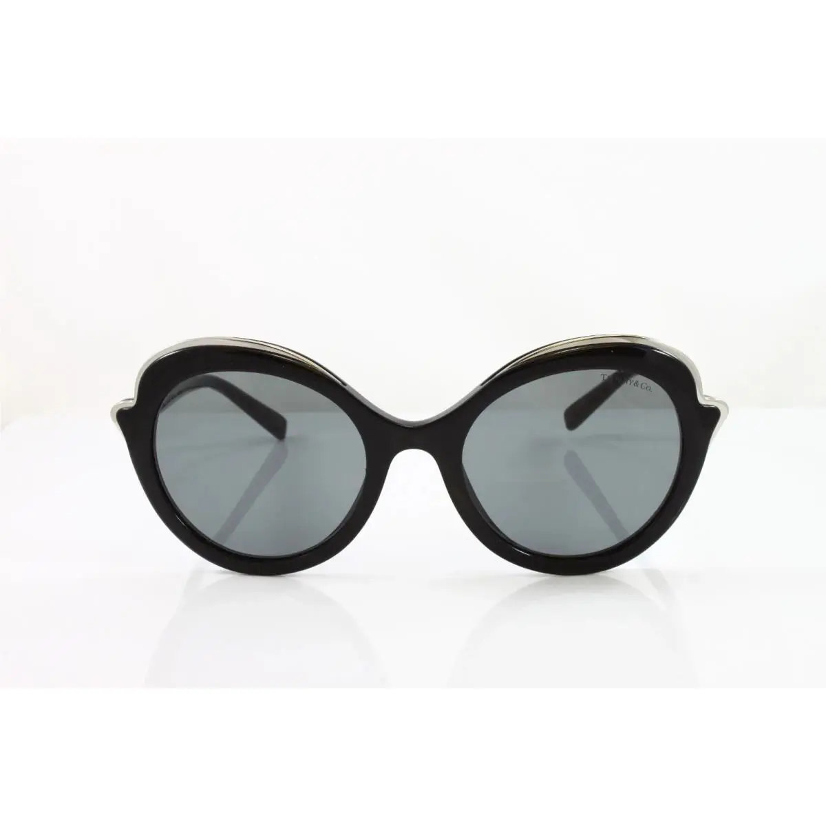 Tiffany Sunglasses Women`s Round TF4155 80013F Black 54mm Grey Lens