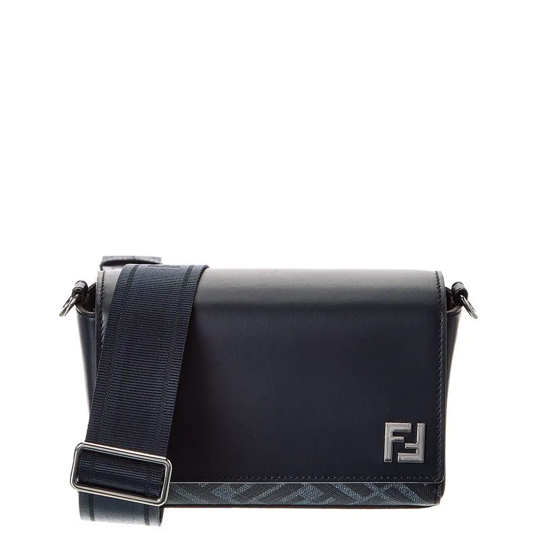 Fendi Squared Ff Canvas Shoulder Bag Women`s Blue