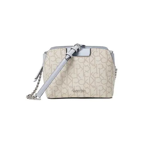 Calvin Klein Womens` Finley Tripe Compartment Crossbody Bag Vanilla/khaki/ice