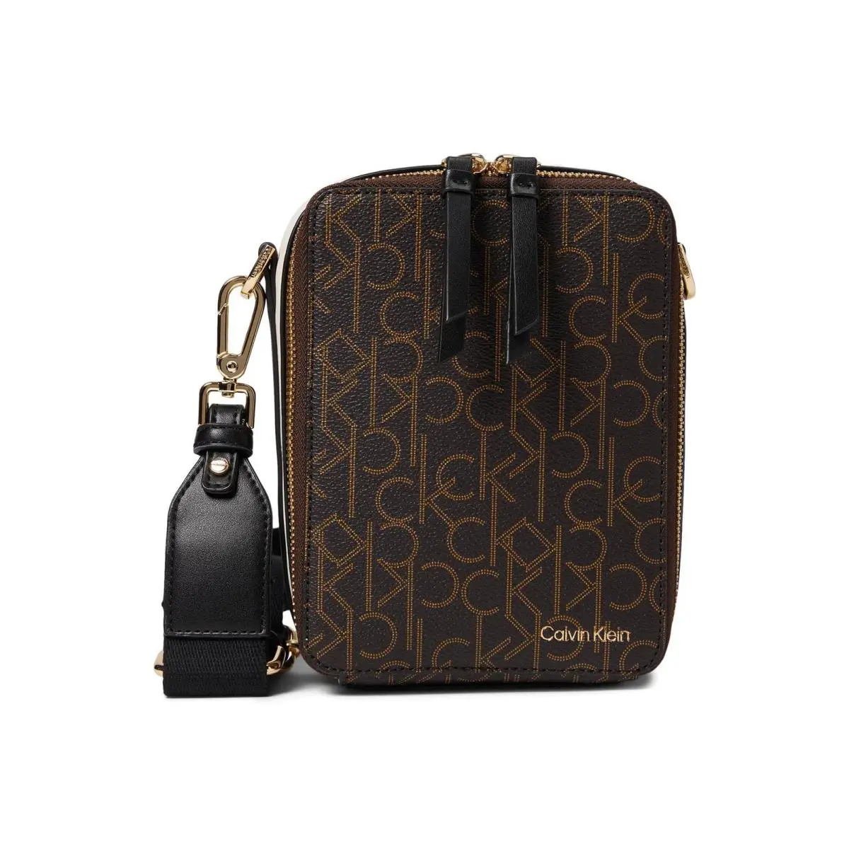 Calvin Klein Womens` Benny Signature Crossbody Brown/khaki/black/white
