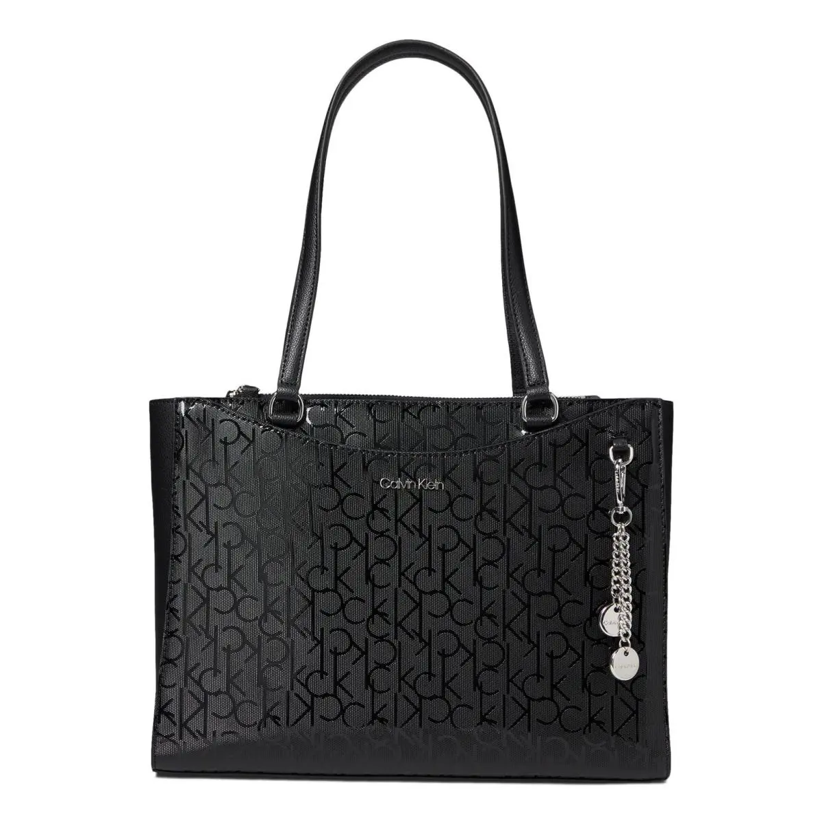 Calvin Klein Womens` Mavis Text Emboss Tailored Tote Bag Black/black