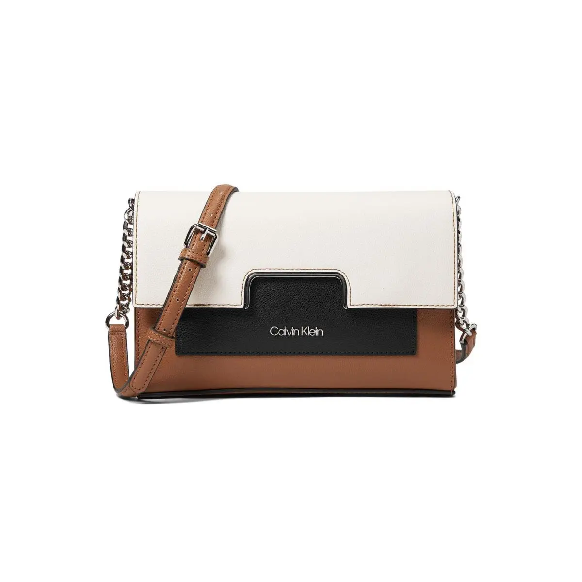 Calvin Klein Womens` Finley Tailored Crossbody Caramel/white/black