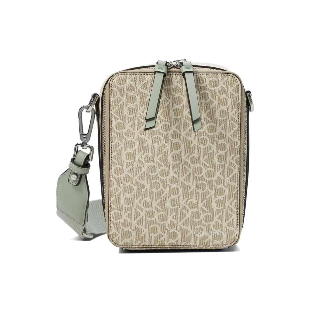 Calvin Klein Womens` Benny Signature Crossbody Khaki/vanilla/white/desert Sage