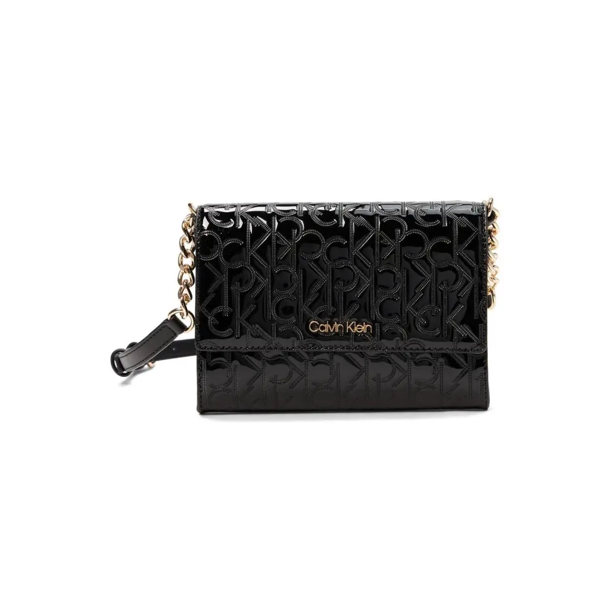 Calvin Klein Womens` Key Item Signature Crossbody Black/gold