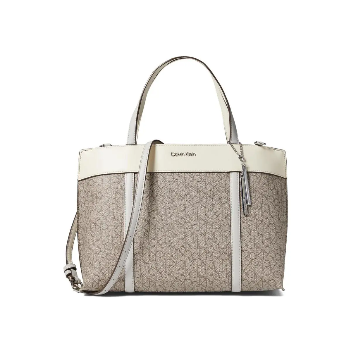 Calvin Klein Womens` Gillian Satchel Mini Textured Almond/taupe/dove/white