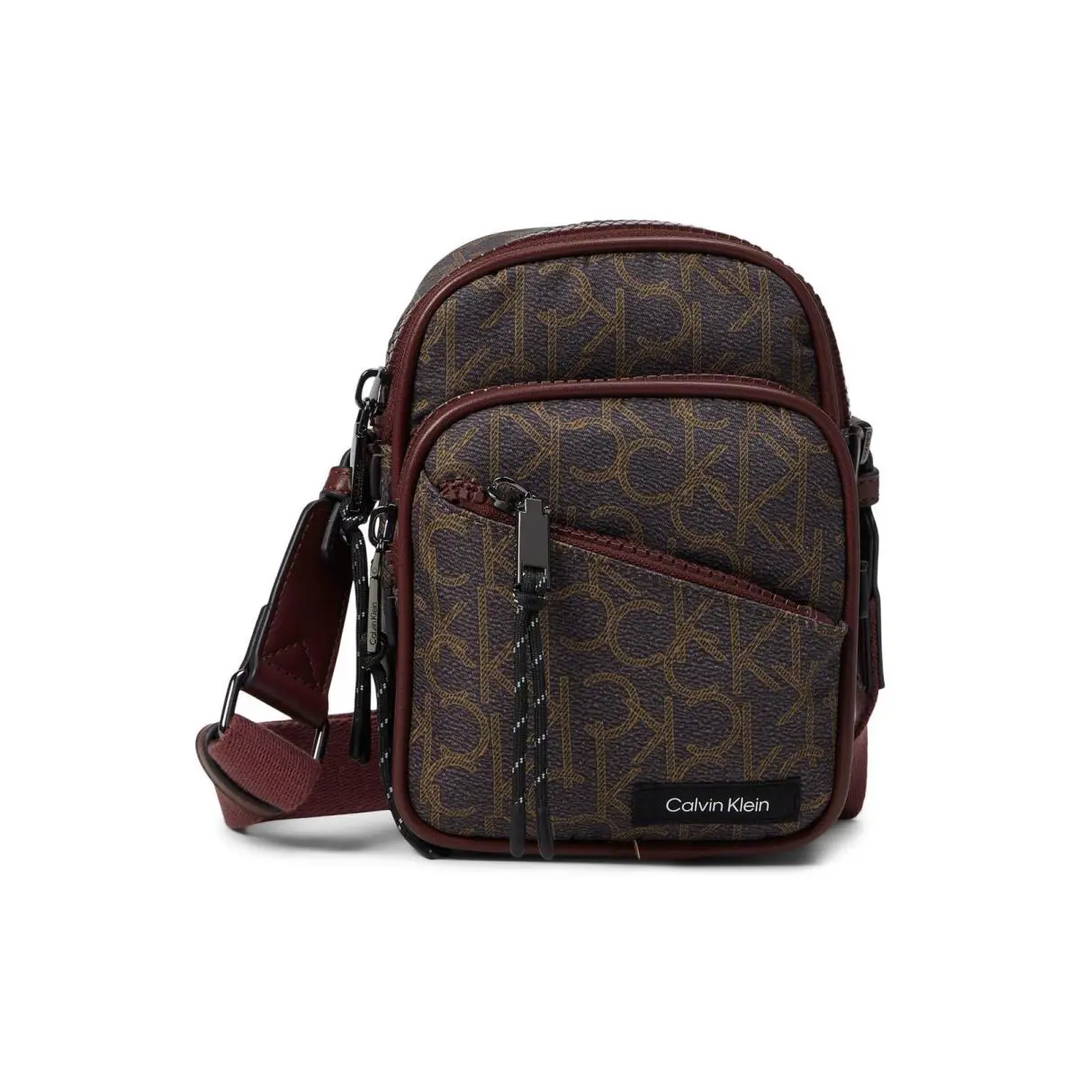 Calvin Klein Womens` Evie Crossbody Bag Brown/khaki/deep Rouge