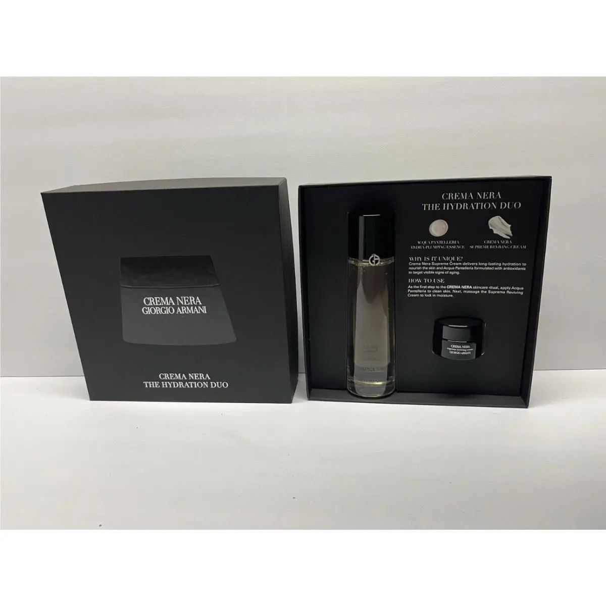 Giorgio Armani Set 5 Oz Crema Nera Acqua Pantelleria + Supreme Cream 0.5 G147