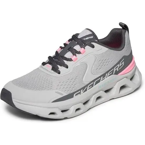 Skechers Women`s Shoes Gray Pink Lace Up Glide Step Cushioned Memory Foam 150519 - Gray / Pink