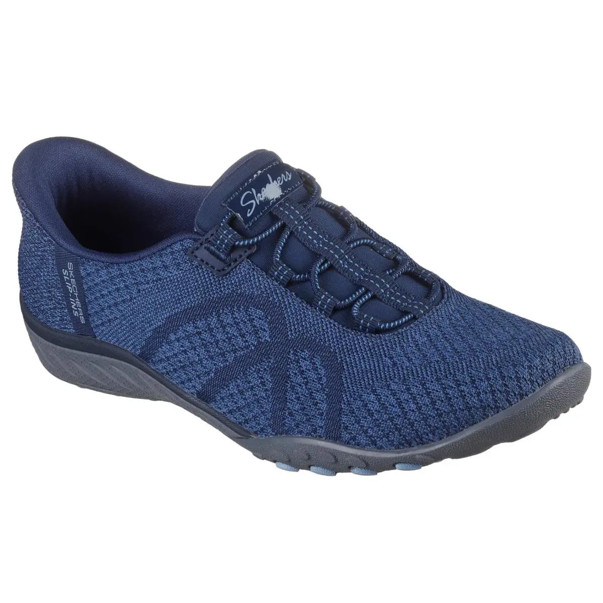 Skechers Women`s Breathe Easy - Knitty Waves Hands Free Slip-ins White 11 - navy