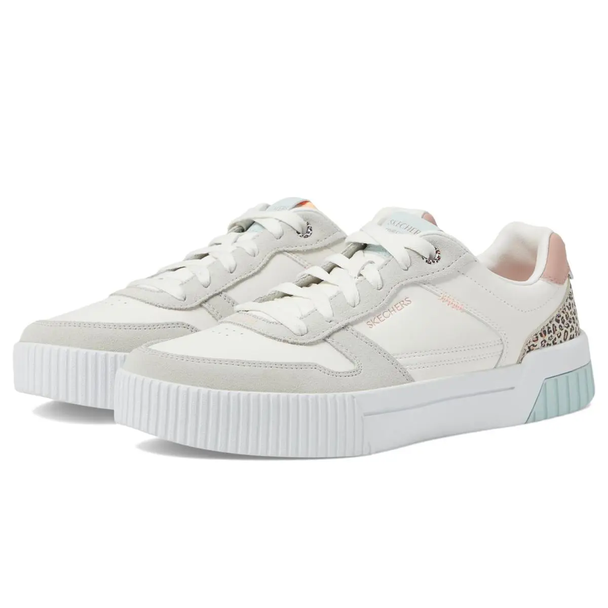 Woman`s Shoes Skechers Court Classics Jade - Feline Instinct - Natrual/Multi