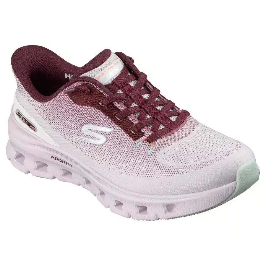 Lavender Skechers Women`s Shoes Slip Ins Glide Step Knit Arch Fit Pillow 150730 - Lavender /Multi
