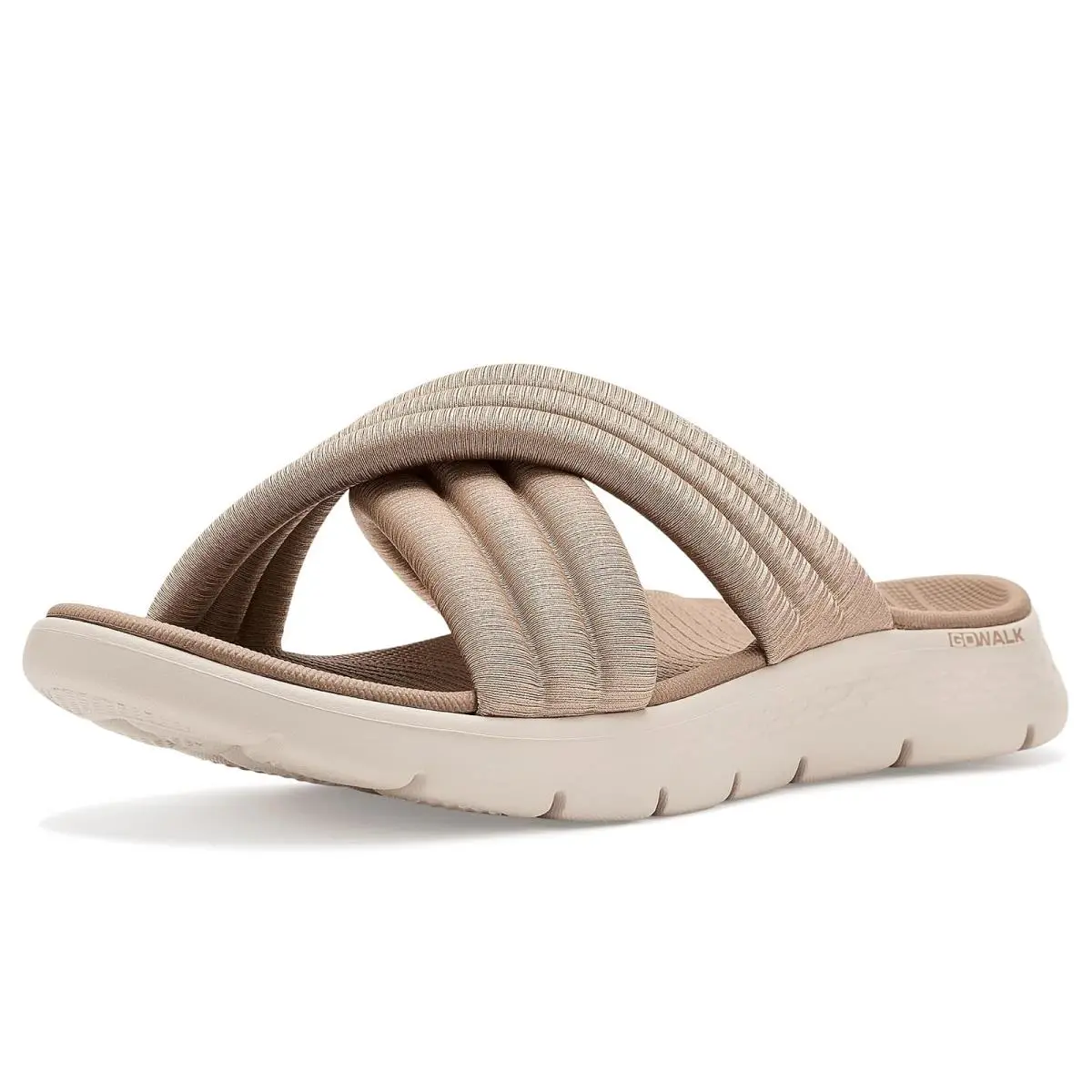 Woman`s  Performance On-the-go GO Walk Flex Sandals w/ Puffy Crossband Tan by Skechers