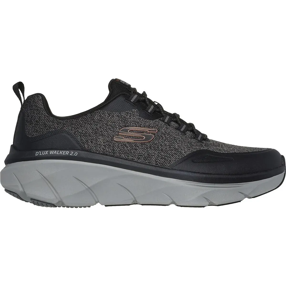 Skechers Relaxed Fit: D`lux Walker 2.0 - Steadyway Black/ Charcoal Men`s Shoes - Black/ Charcoal