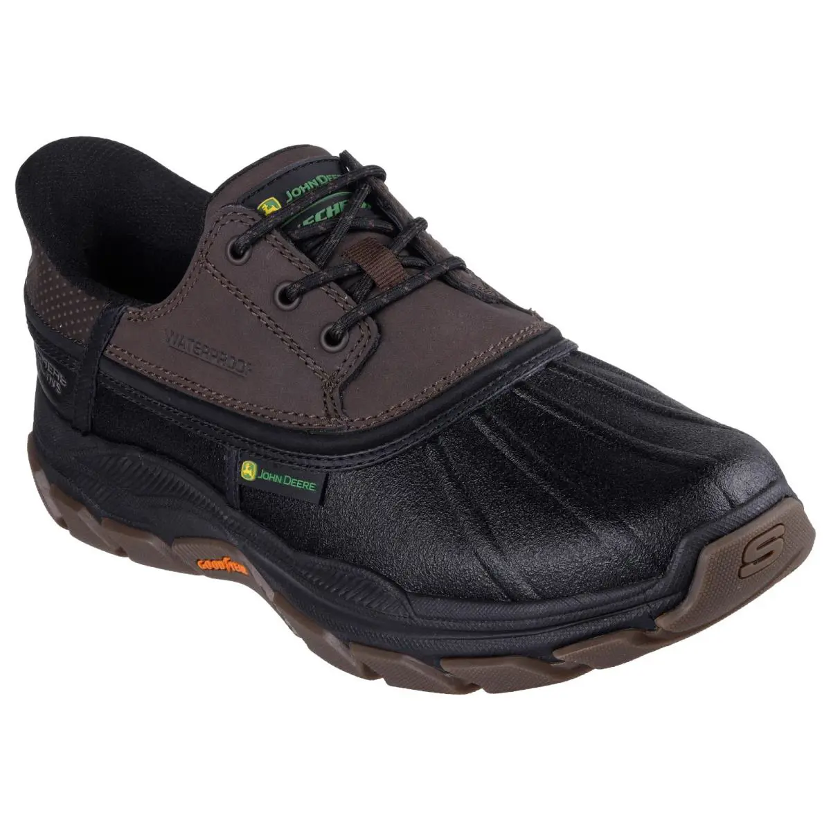 Slip Ins Skechers Shoes Mens Black Chocolate Waterproof Leather Anti Slip 256002 - Black / Chocolate
