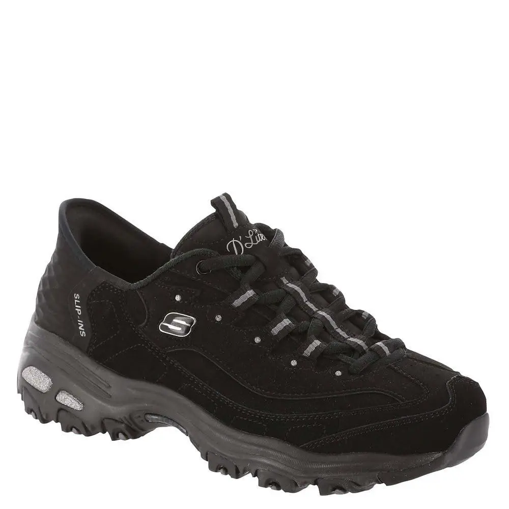 Skechers Hands Free Slip-ins D`lites-step in Bbk 9.5 - bbk black black
