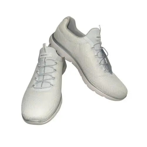 Skechers Summits Artistry Chic Womens 12 Shoes White Silver Slip-on Sneakers
