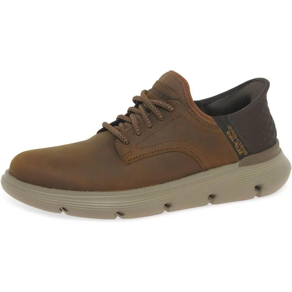 Skechers Men`s Usa Garza Gervin Bungee Lace Slip-ins Dark Brown - Size 9.5 - Brown