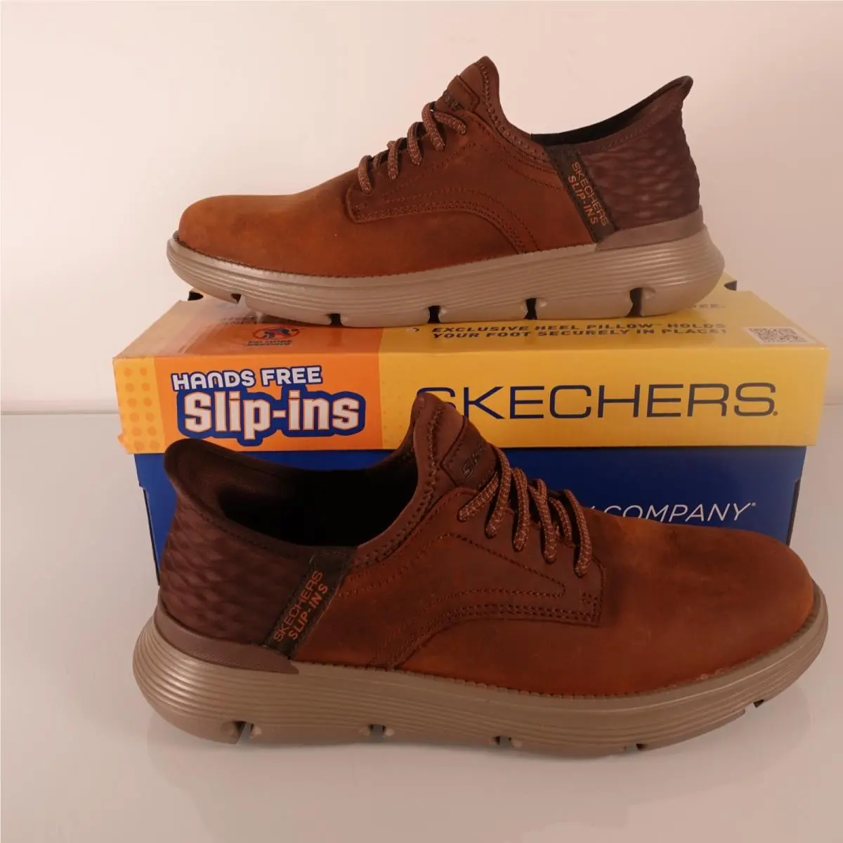 Skechers Men`s Garza Gervin Bungee Lace Slip-ins Size 9 Dark Brown 205046
