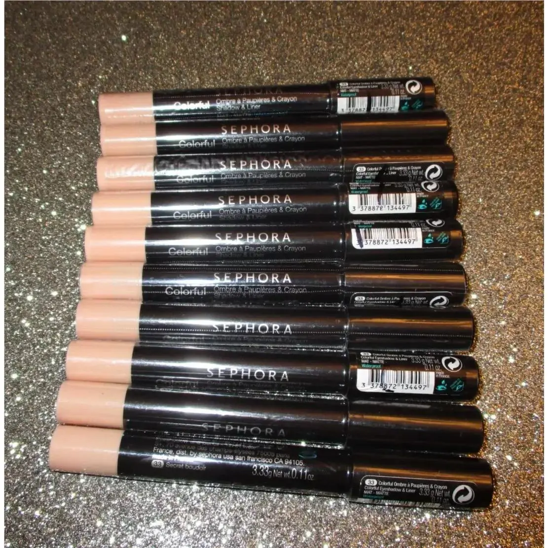10 Pack Sephora Colorful Waterproof Shadow Liner Pencil 33 Secret Boudoir
