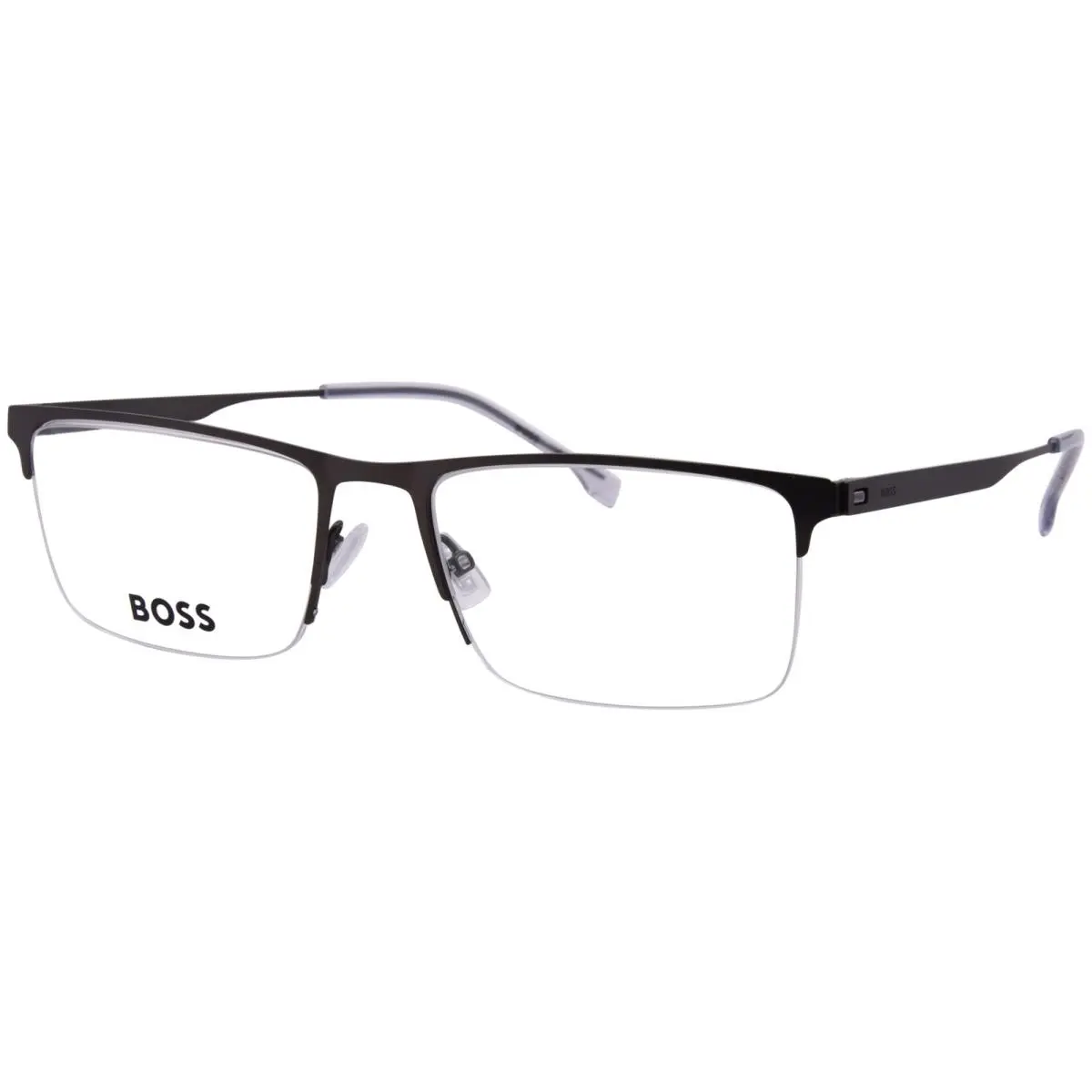1698 Kuo Eyeglasses Men`s Blue/ruthenium Semi Rim Rectangle Shape 57mm by Hugo Boss