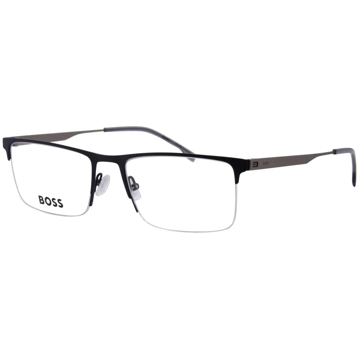 Hugo Boss 1698 Kuo Eyeglasses Men`s Blue/ruthenium Semi Rim Rectangle Shape 57mm
