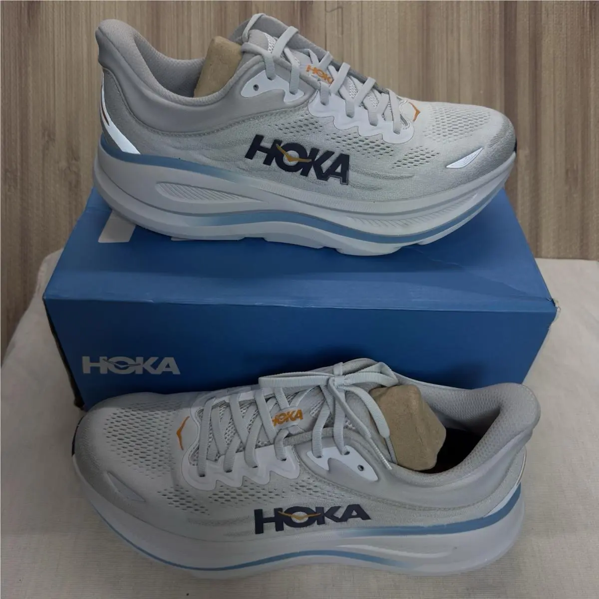Hoka One One Bondi 9 Mens 12.5 Shoes Gray Stardust Running Sneaker 1162011 Sstc