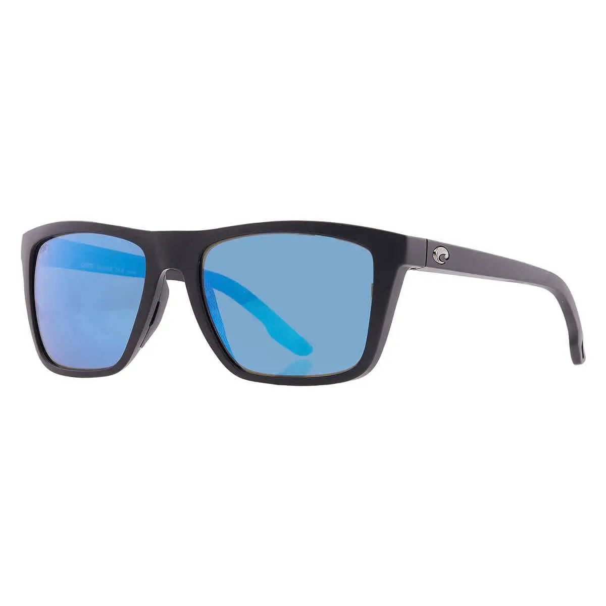 Costa Del Mar Mainsail XL Blue Mirror Polarized Glass Square Men`s Sunglasses - Black, Frame: Black, Lens: Blue