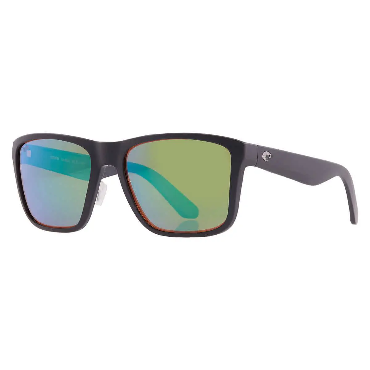 Costa Del Mar Los Alijos Green Mirror Polarized Glass Square Men`s Sunglasses - Black, Frame: Black, Lens: Green