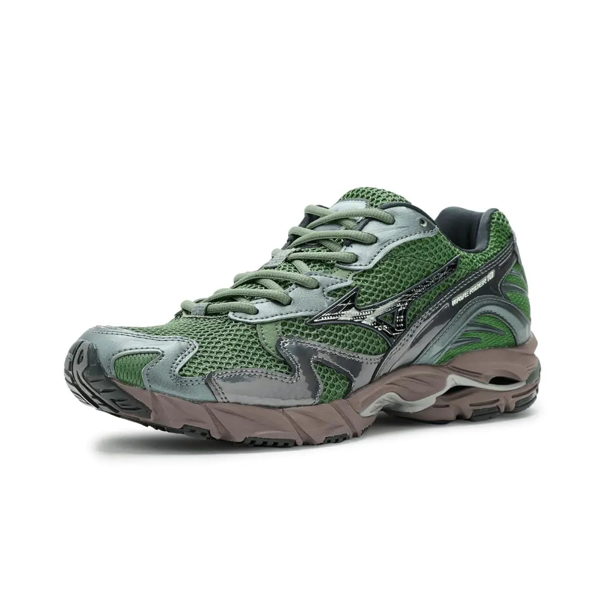 Unisex Sneakers Athletic Shoes Mizuno Wave Rider 10 - Agave Green/Black Sand