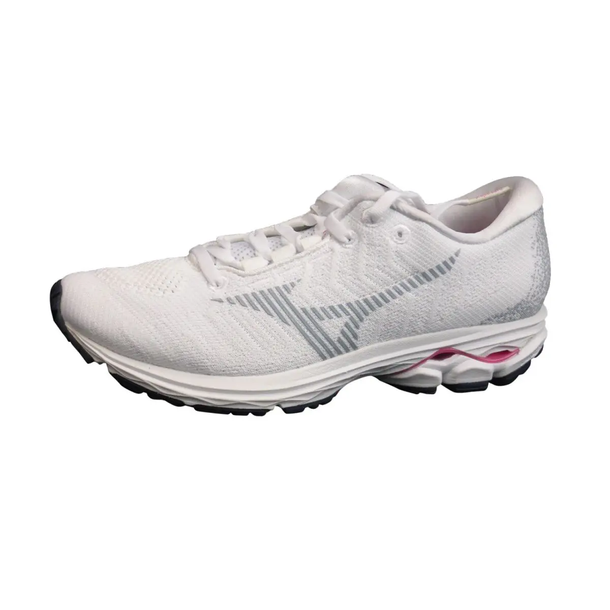 Mizuno Wave Rider Waveknit 3 Women`s White / Highrise White Grey Pink US 11 - White
