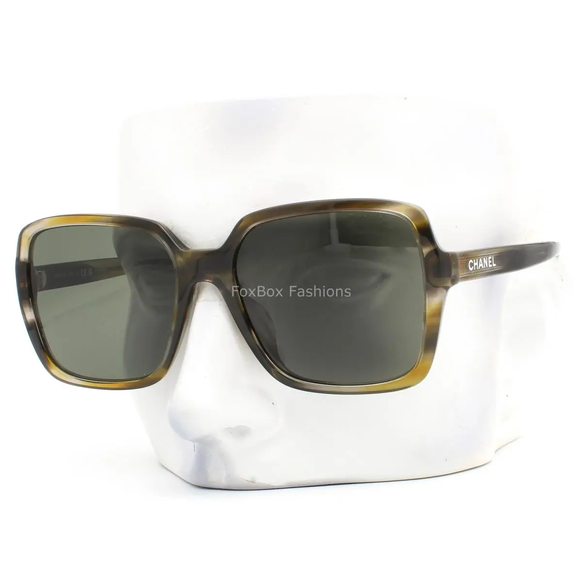 Chanel Sunglasses ch5505A 1729/58 Olive Green Tortoise Polarized with Case