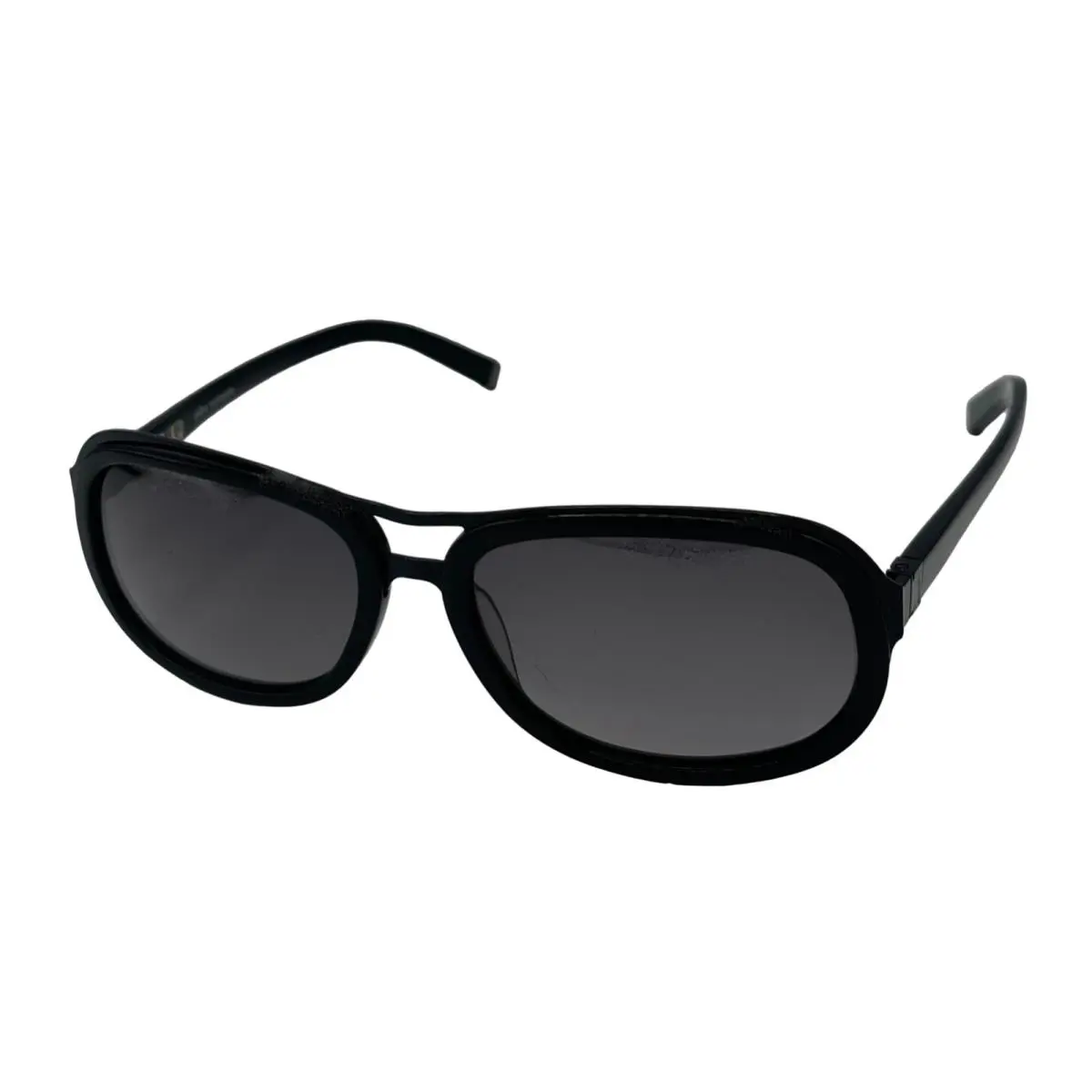 John Varvatos Mens Black Plastic Rectangle Sunglass Smoke Lens V720