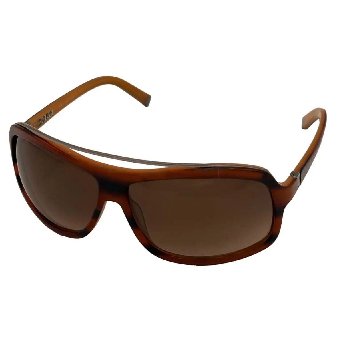 John Varvatos Mens Malt Carmel Aviator Wrap Sunglass Gradient Lens V714
