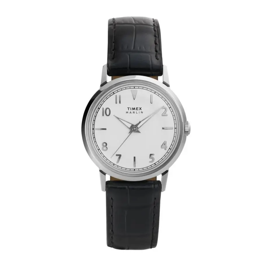 Timex Marlin Quartz 34mm Leather Strap Watch - Black