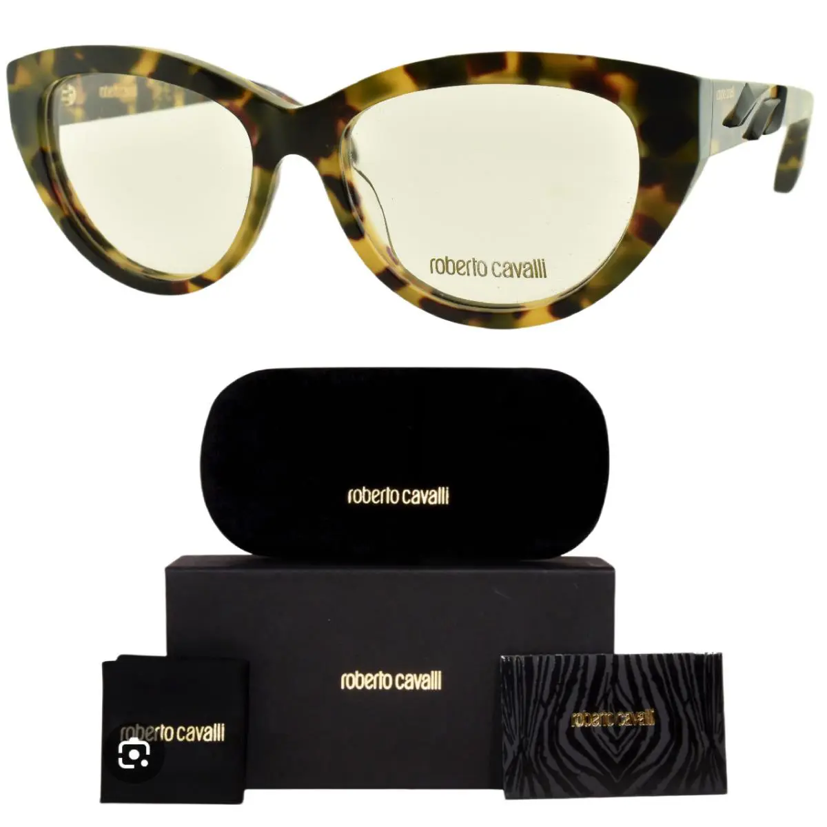 Roberto Cavalli VRC024 0AGG Green Brown Havana Cat Eye Full Rim Frame