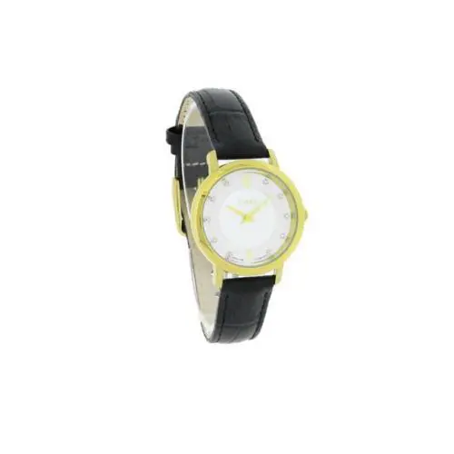 Timex T2P423 Women`s Classic Dress White Mop Diamond Dial Black Leather Watch - Dial: Mother of Pearl, Band: Black