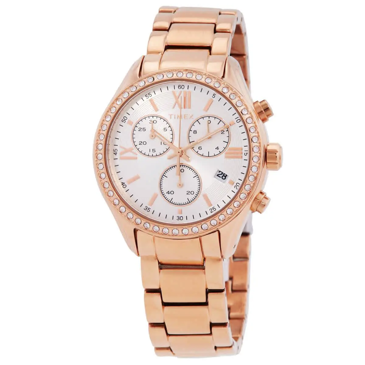 Timex TW2V57900 Dress Silver Dial 38 mm Women`s Watch - Rose Gold-tone, Dial: Silver, Band: Rose Gold-tone
