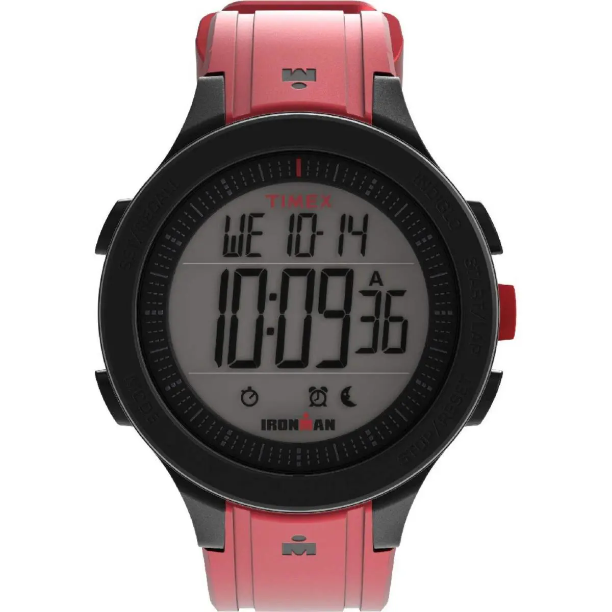 Timex Unisex Ironman Triathlon T200 42mm Watch - Red Strap Digital Dial Black