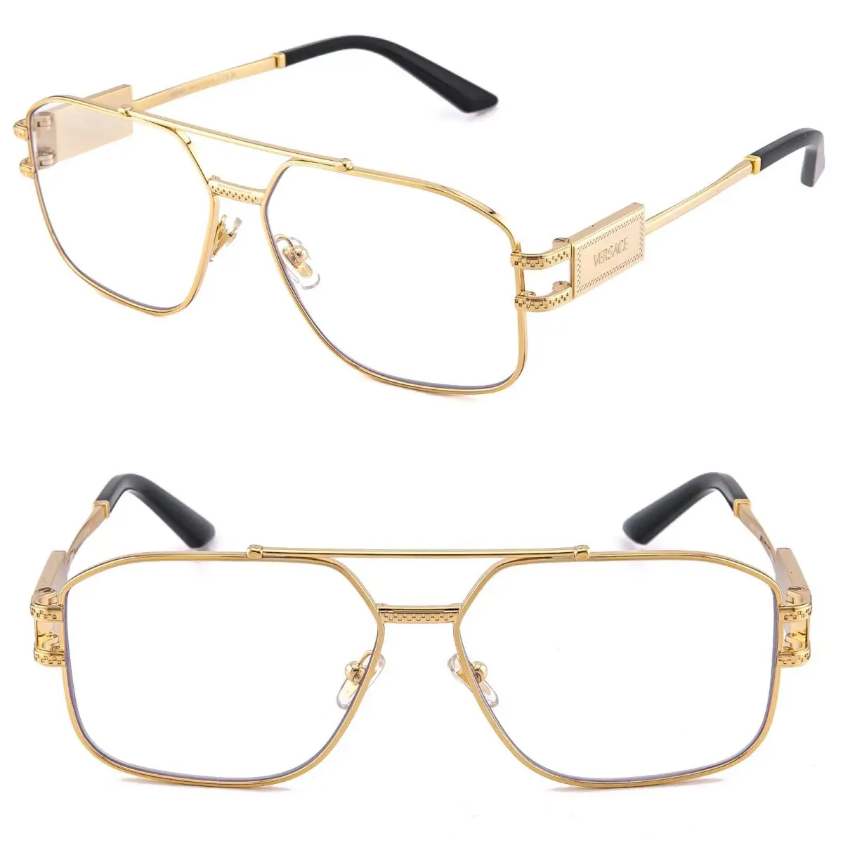 Versace VE1302 1302 Gold Greca Geometric Aviator Eyeglasses Optical Frame 57 mm