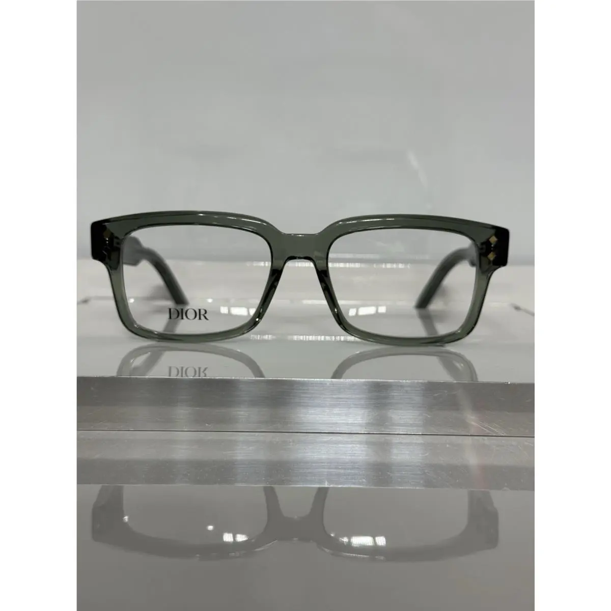 Dior CD Diamondo S81 Transparent Emerald Green Thick Acetate Unisex Eyeglasses