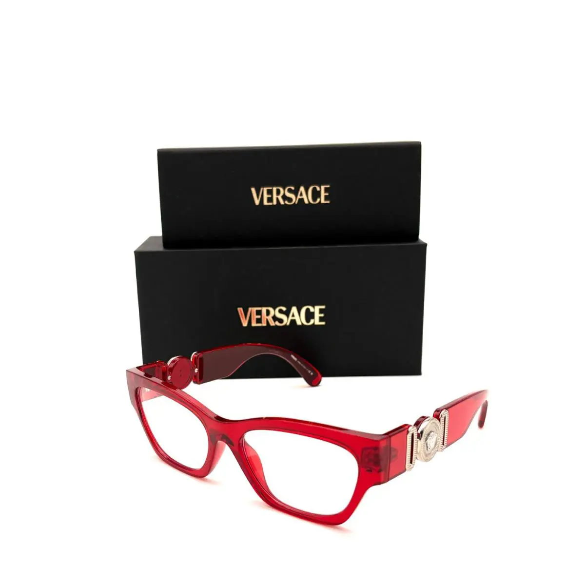 Versace VE3367 5495 Red Transparent / Clear Lens 54mm Eyeglasses