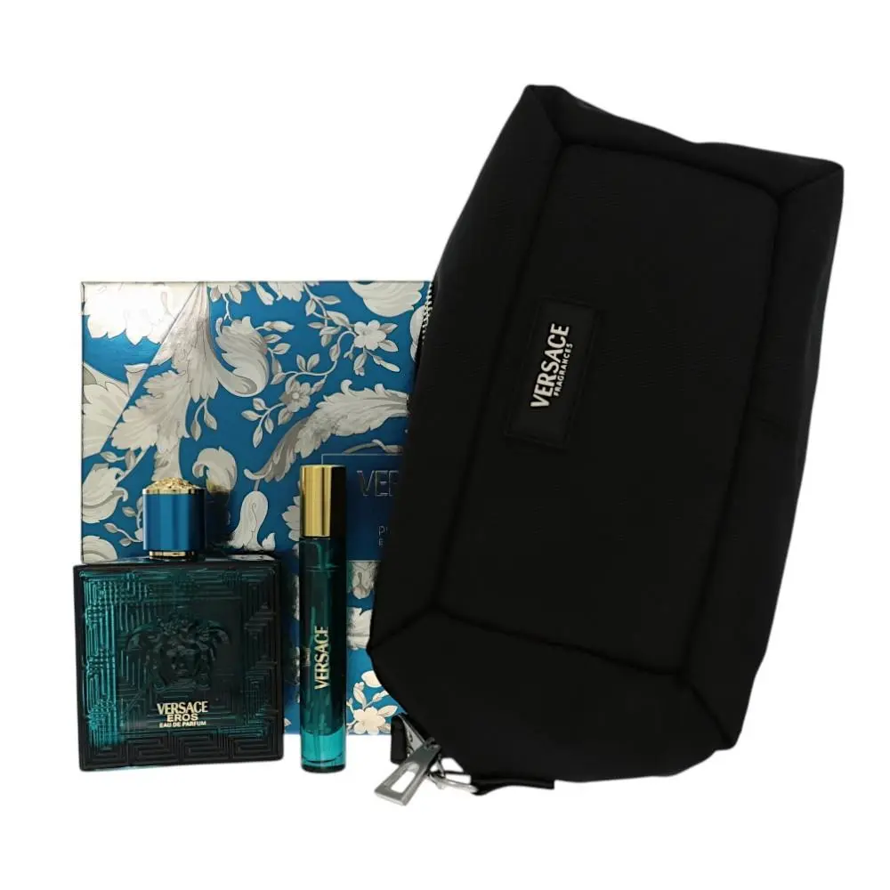 Versace Eros by Versace Gift Set For Men 3 Pc Gift Set: 3.4Oz Edp Spray 0.3Oz
