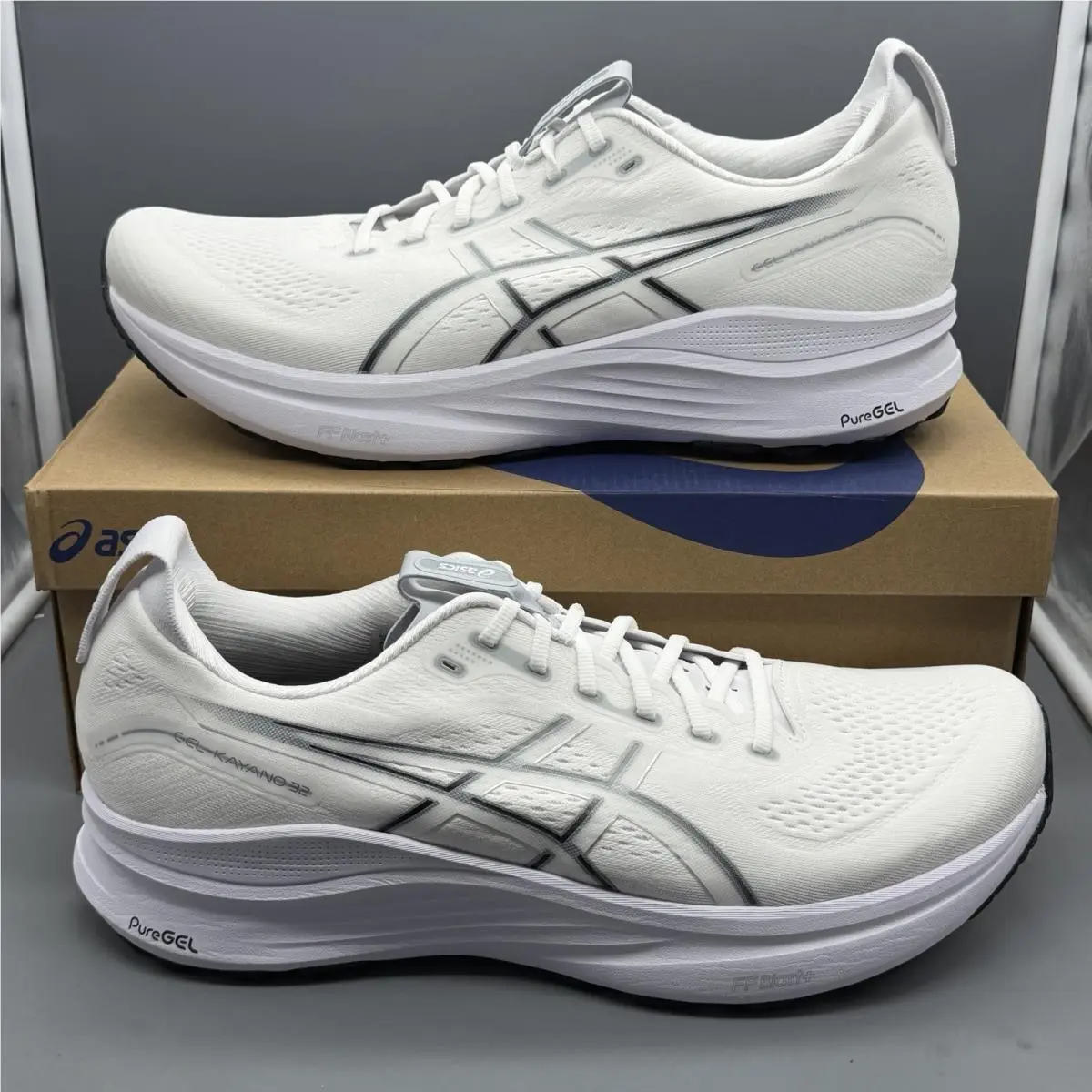Asics Gel Kayano 32 Mens 15 D Running Shoes Gym Training White Pure Silver