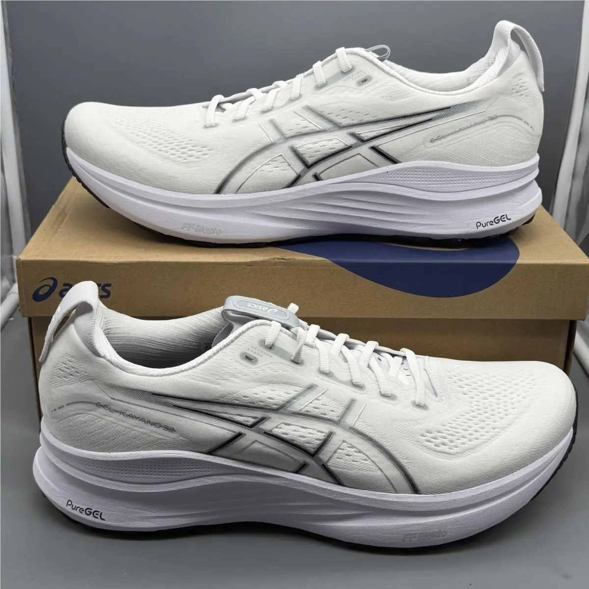 Asics Gel Kayano 32 Mens 15 D Running Shoes Gym Training White Pure Silver