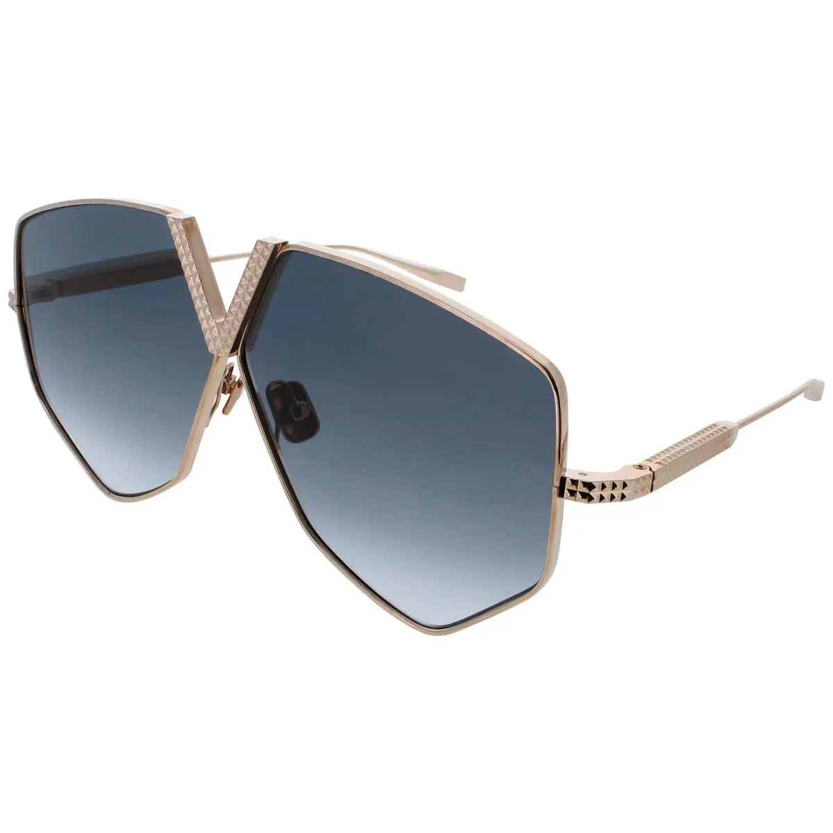 Valentino Men Sunglasses Titanium Gold Grey Aviator V-hexagon VLS-115A-64