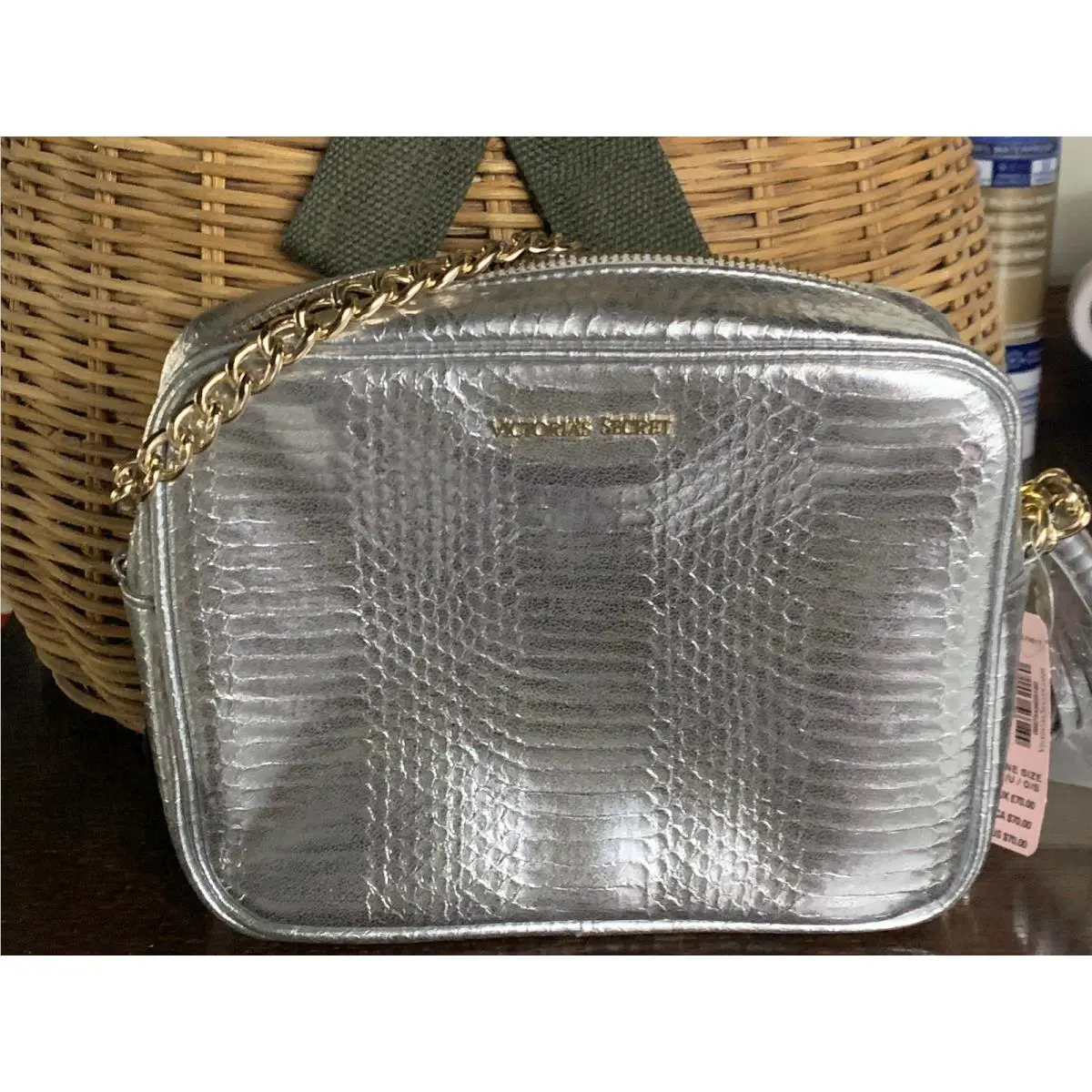 Victoria`s Secret Fashion Show Silver Snake Crossbody Gold Chain Strap