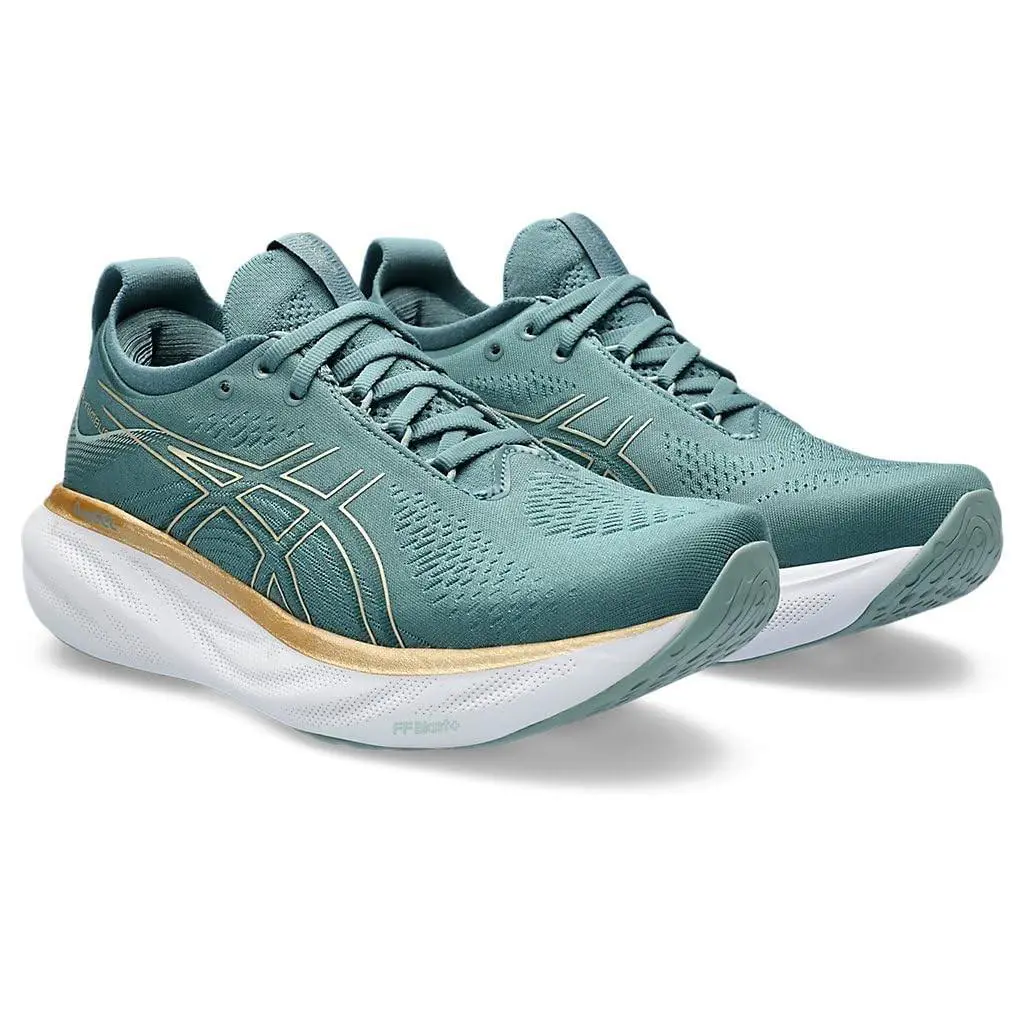 Size 8.5 - Asics Women`s Gel-nimbus 25 Running Shoes Foggy Teal/champagne