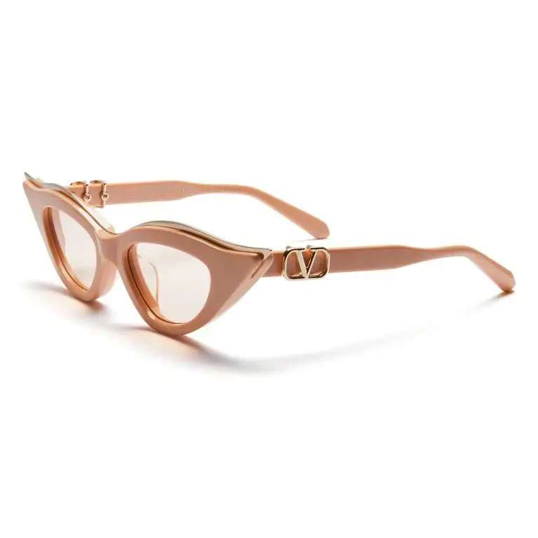 Valentino VLS-114 C Cat Eye Beige-white Gold/nude AR 49 mm Women`s Sunglasses - Frame: Beige, Lens: Nude
