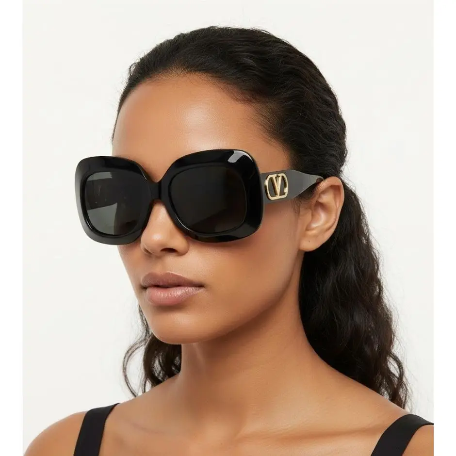 Valentino Womens Square/rectangle Black Black Grey Fashion Eyeglasses