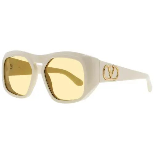 Vls 179C Sunglasses Ivory / Gold Frame Amber Lenses 55 mm by Valentino